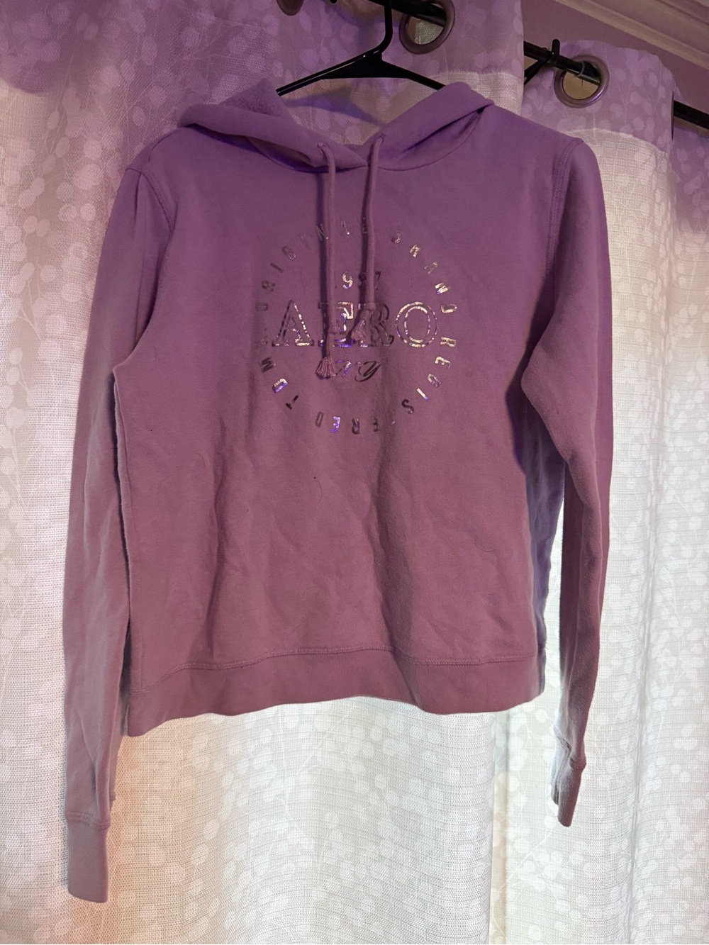 Aeropostale Lavender Pullover Hoodie with Metallic Logo